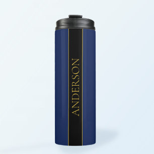Navy Blue & Gold Name Surname or Business  Thermal Tumbler