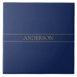 Navy Blue & Gold Name Surname or Business  Tile<br><div class="desc">Modern customisable design with your name or any other text,  edit as you like!</div>