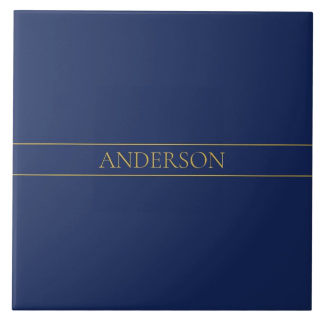Navy Blue & Gold Name Surname or Business  Tile (Front)