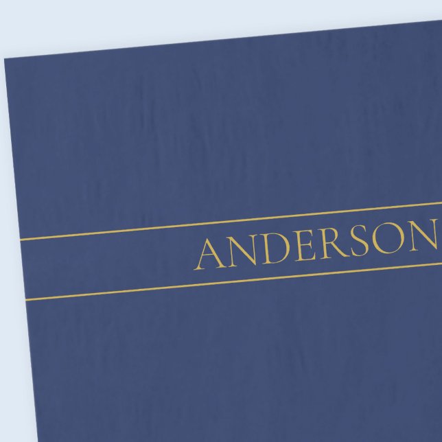 Navy Blue & Gold Name Surname or Business  Tissue Paper (Creator Uploaded)