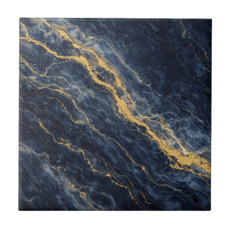 Navy Blue & Gold Natural Marble – Luxury Tile