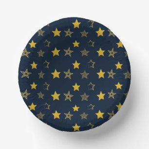 Navy Blue Gold New Years Eve Party Paper Plate
