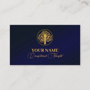 Navy Blue Gold Occupational Therapist Business Car Card