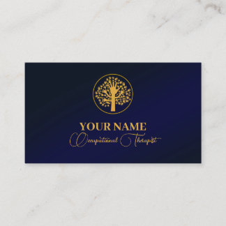 Navy Blue Gold Occupational Therapist Business Car Card