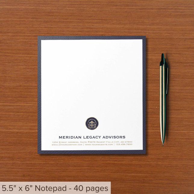 Navy Blue Gold Office Notepad with Custom Logo (Creator Uploaded)
