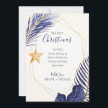 Navy Blue Gold Palm Tree Tropical Beach Christmas Holiday Card<br><div class="desc">Nautical Boutique Co.'s navy blue and gold Christmas holiday card features watercolor navy and gold tropical greenery and is accented with a pretty watercolor starfish. The text is whimsical hand-lettering paired with modern block typography. The purple / navy, gold, and creamy ivory are reminiscent of tropical beach holidays. Easily customise...</div>