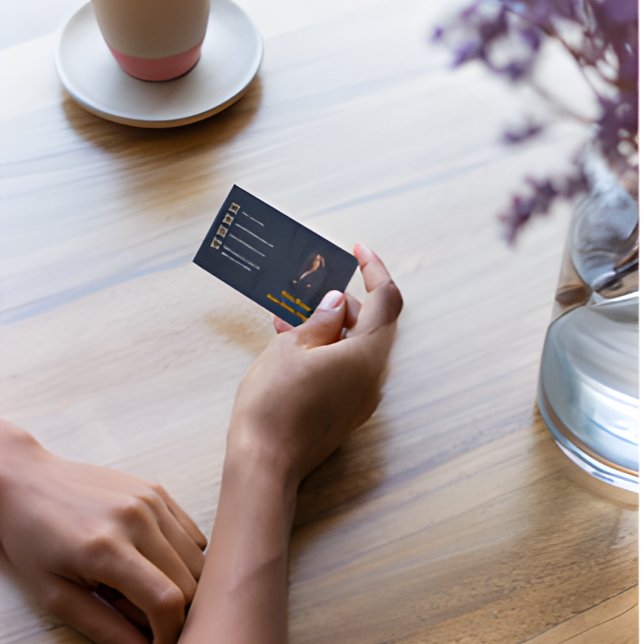 Navy Blue Gold Photo Attorney Business Card (Creator Uploaded)