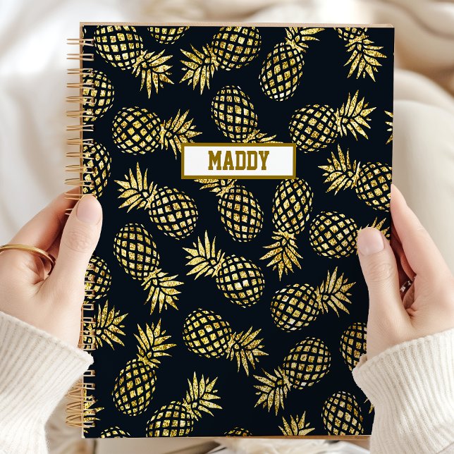Navy Blue Gold Pineapple Personalised Yearly Planner (Creator Uploaded)