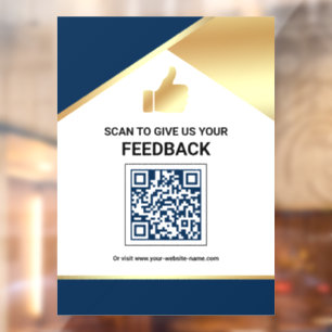Navy Blue Gold QR Code Customer Feedback Review