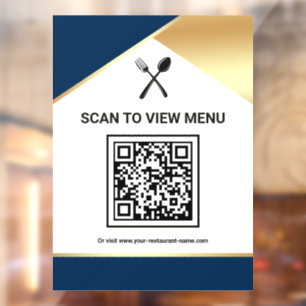 Navy Blue Gold Restaurant Digital QR Code Menu