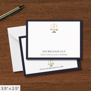Navy Blue Gold Scales of Justice Card