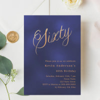 Navy blue gold script 60th birthday