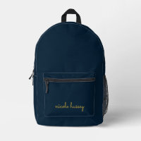Navy Blue Gold Script | Stylish Monogram Modern
