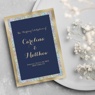Navy blue gold silver holographic glitter Program Programme