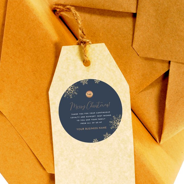 Navy Blue Gold Snowflake Logo Christmas Sticker (Creator Uploaded)