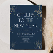 Navy Blue Gold Sparkler Cheers New Years Eve Party