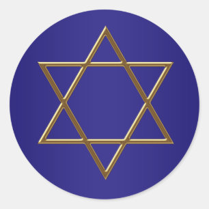 Navy Blue Gold Star of David Stickers