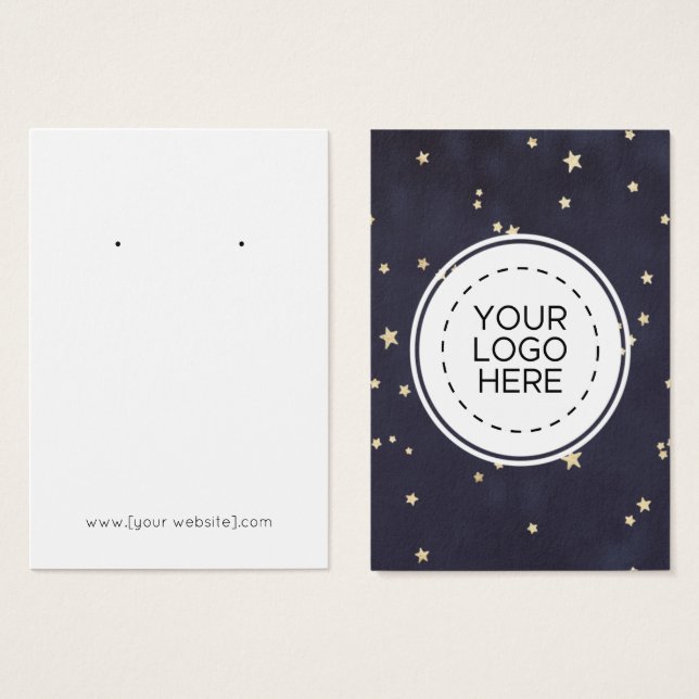 Navy Blue Gold Stars Earring Display Card (Front & Back)