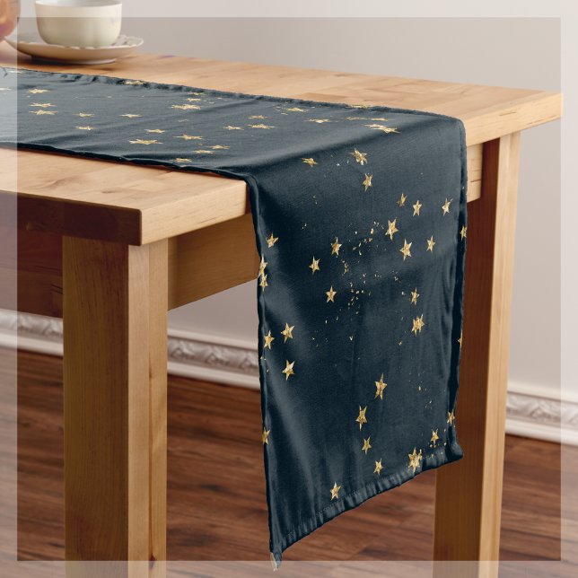 Navy Blue & Gold Stars |  Short Table Runner (Creator Uploaded)