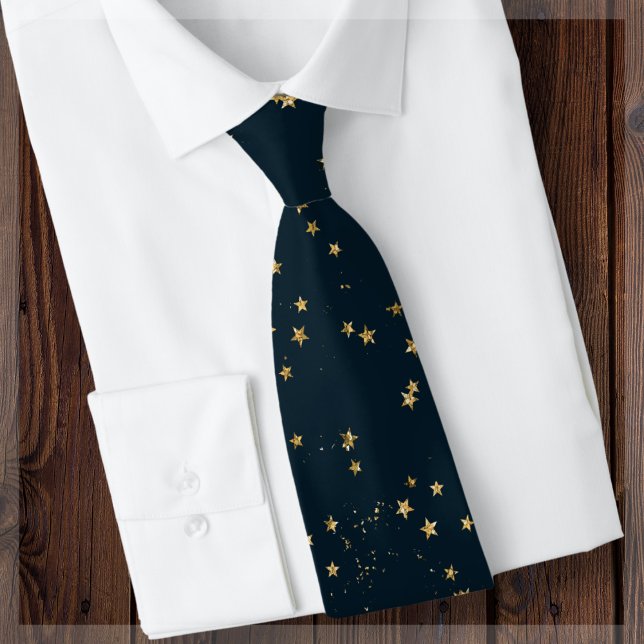 Navy Blue & Gold Stars |  Tie (Creator Uploaded)