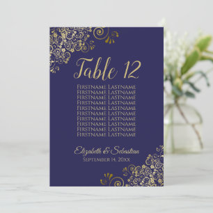 Navy Blue & Gold Table Number Seating Chart Large