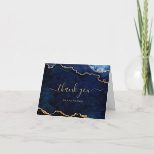 Navy Blue & Gold Thank You Card