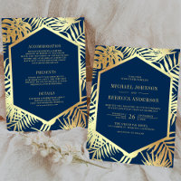 Navy Blue Gold Tropical Palm All in One Wedding