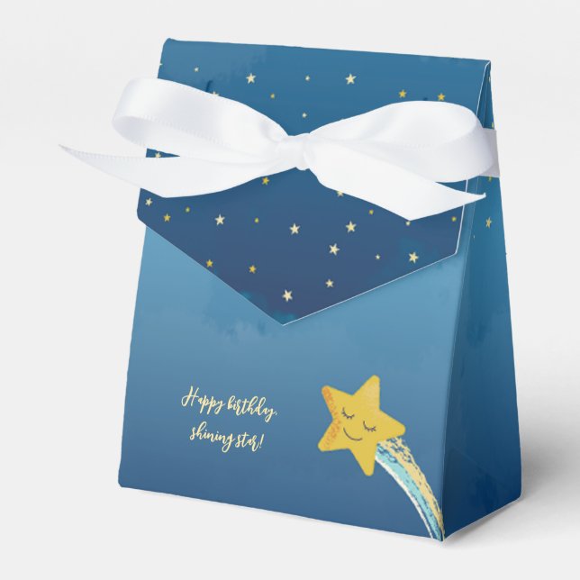 Navy Blue Gold Twinkle Little Star Favour Box (Front Side)
