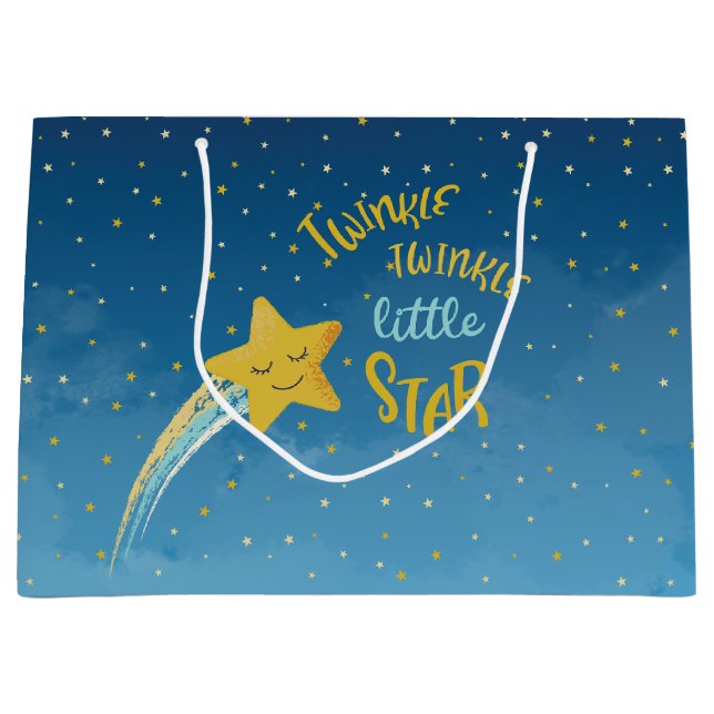 Navy Blue Gold Twinkle Little Star Gift Bag (Front)