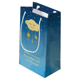 Navy Blue Gold Twinkle Little Star  Small Gift Bag