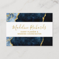 Navy Blue & Gold Watercolor Marble Agate Gilded