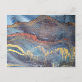 Navy Blue & Gold Watercolor Marble Modern Abstract Postcard