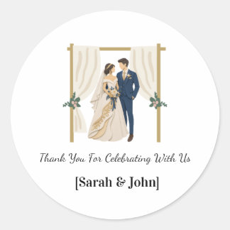 Navy Blue Gold Wedding Favour Stickers