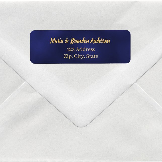 Navy blue gold wedding return address (Creator Uploaded)