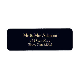 Navy Blue Gold Wedding Return Address
