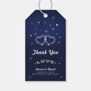 Navy Blue Gold & White LOVE Star Hearts Wedding Gift Tags