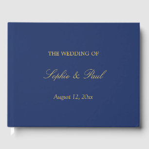 Navy Blue Golden Beige Wedding Guest Book