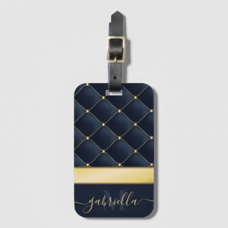 Navy Blue Golden Luggage Tag