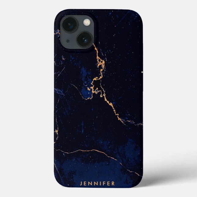 Navy Blue Golden Marble Case-Mate iPhone Case (Back)