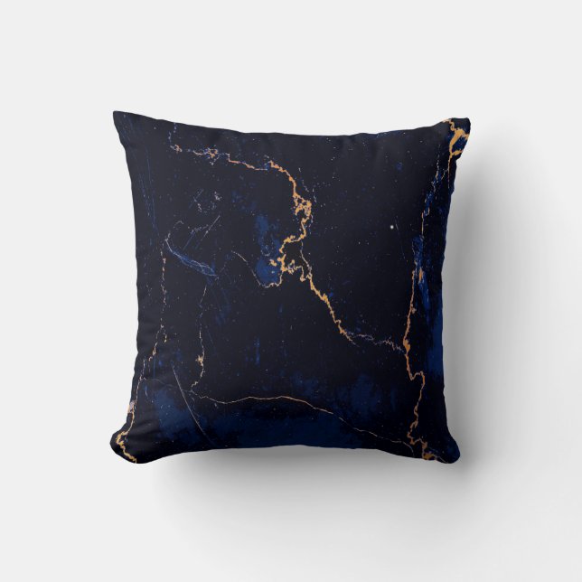 Navy Blue Golden Marble Cushion (Front)