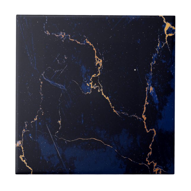 Navy Blue Golden Marble Tile (Front)