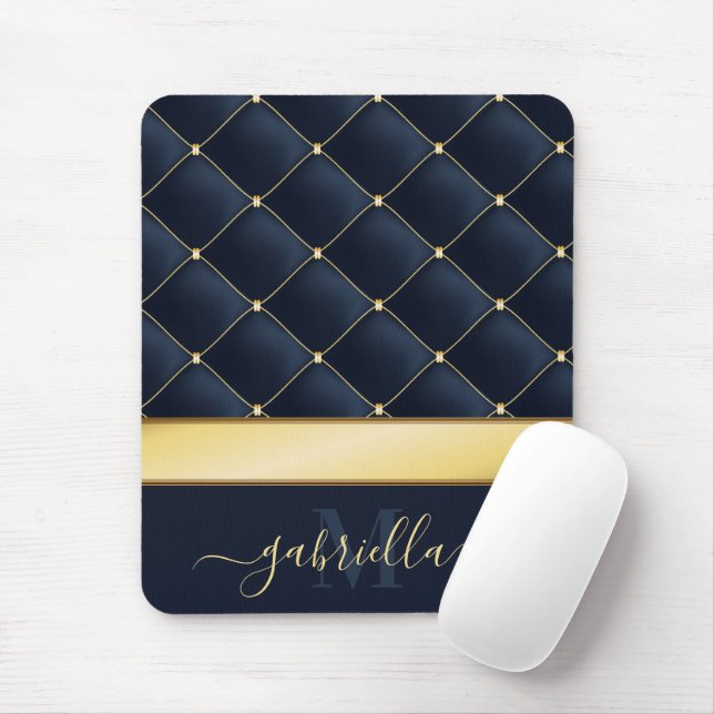 Navy Blue Golden  Mouse Pad (With Mouse)