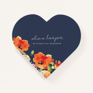Navy Blue Golden Poppy Letters to My Daughter Notebook