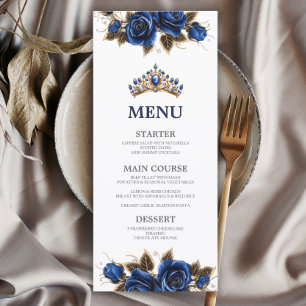 Navy Blue Golden Tiara Roses Quinceañera  Menu