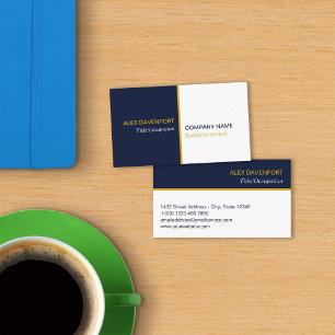Navy Blue Goldenrod Yellow Modern Clean Line Business Card