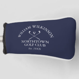 Navy Blue Golf Club And Member Name Head Cover