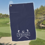 Navy Blue Golf Clubs And Ball Personalised Name Golf Towel<br><div class="desc">Personalise the name to create a great golf gift and keepsake. Designed by Thisisnotme©</div>