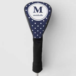 Navy Blue Golf DOT personalised monogram Golf Head Cover