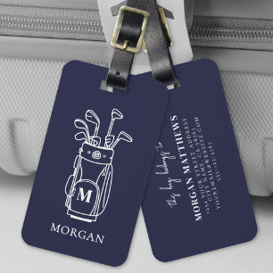 Navy Blue Golf Monogram Luggage Tag