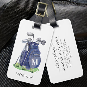Navy Blue Golf Monogram Luggage Tag
